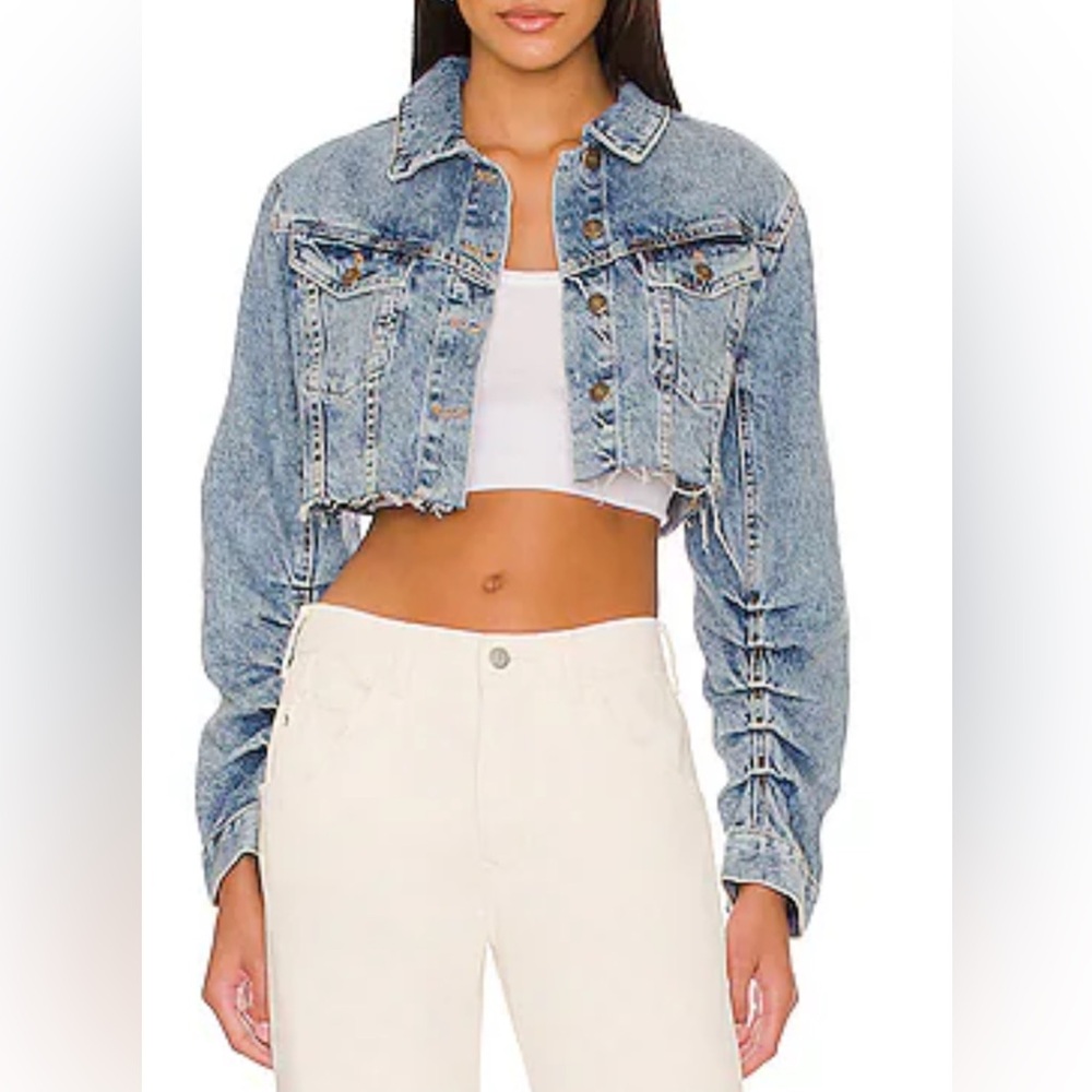 Free People Ollie Femme Denim Trucker Jacket Size S